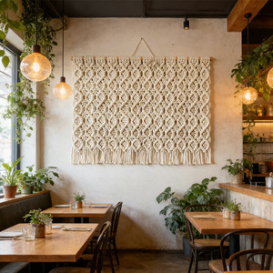 <span class=keywords><strong>Tapiz</strong></span> Minimalista de Macramé Tejido a Mano con Borlas Estilo Boho para Sala de Estar - Product Image 4