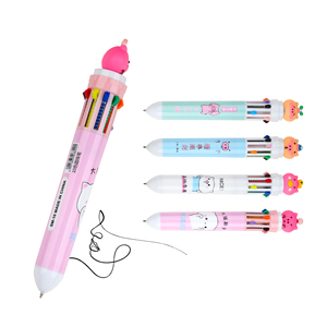Wholesale Cheap Cute 10 in 1 Multicolor Retractable Plastic Ballpoint <b>Pen</b> with Cartoon for Student - Product Image 1