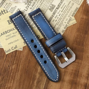 Handcrafted Retro <b>Vegetable</b> Tanned Genuine Leather Watch Strap Vintage Oil Wax Watch Band Heavy Duty <b>Brushed</b> Pin Buckle 20-22mm - Product Image 1