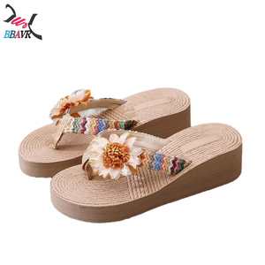Sandalias de Mujer con Plataforma y Tacón Alto, Estilo Étnico, con Cordones de Cáñamo, Diseño Coreano, para Verano, Playa y Aire Libre - Product Image 5