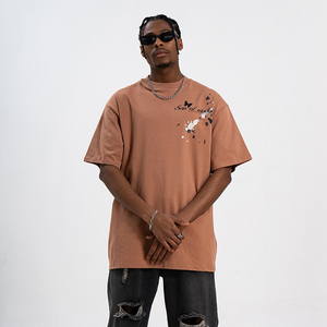 T-shirt en coton tricoté 100 % de haute qualité, coupe oversize, imprimé vintage personnalisé, sérigraphié, manches courtes, col rond, délavé à l'acide - Product Image 1
