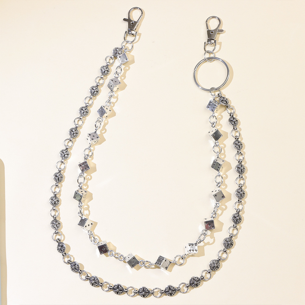 Double-layered dice cross trouser chain