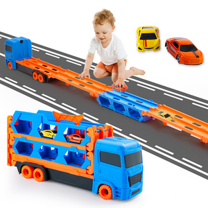 Camion de transport pliable, jouet, porte-voitures en métal moulé sous pression avec piste de course, véhicule transformable 3 en 1 pour enfants - Product Image 3