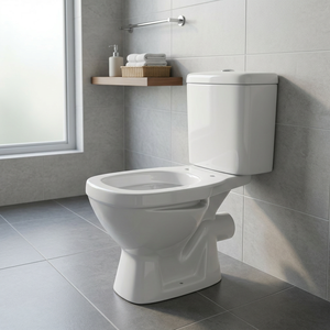 โถสุขภัณฑ์แบบสองชิ้น Twyford Style Aqua สีขาว เซรามิก ระบบ S-Trap แบบ Washdown พร้อมฝารองนั่งไม้แบบเลื่อน - Product Image 4