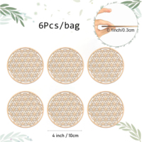 En bois 10cm fleur de vie grille conseil Chakra cristal grille Ouija conseil Yoga méditation décoration ronde sous-verres en bois