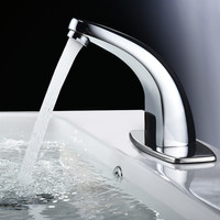 Robinet automatique monocommande en laiton chromé à montage sur plan, avec électrovanne, design moderne, économie d'eau, grande quantité