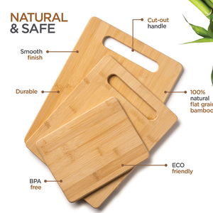 Ensemble de 3 planches à découper en bambou <span class=keywords><strong>bio</strong></span> avec logo personnalisé, planche à découper de cuisine avec poignée <span class=keywords><strong>pour</strong></span> cadeau promotionnel - Product Image 5