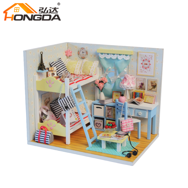 Популярные деревянные детские игрушки, цветные миниатюрные кукольные домики «сделай сам» для девочек