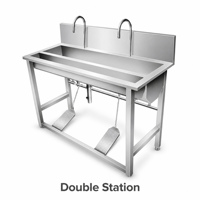 Wastafel Tiga Lubang Stainless Steel 304 Komersial, Kustom, Kaki Tinggi Dapat Disesuaikan, Model Berdiri Bebas untuk Kantin/Dapur