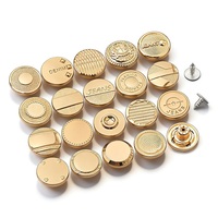Boutons et rivets en métal Zamac pour jeans et vêtements en denim, avec logo personnalisé et motif plaqué or.