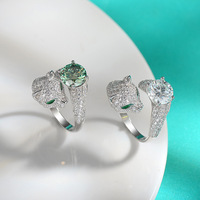 PYQ-Bague ajustable en forme de léopard, couleur D, 2ct, pour femme, fête de fiançailles, nouvelle tendance