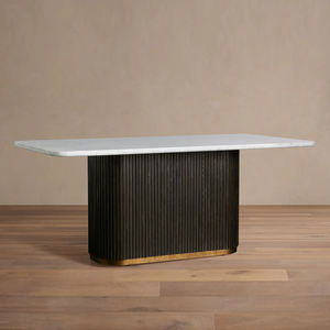 Ensemble de table à manger de luxe pour hôtel, mobilier de maison, design moderne, table à manger rectangulaire avec plateau en marbre stable - Product Image 2