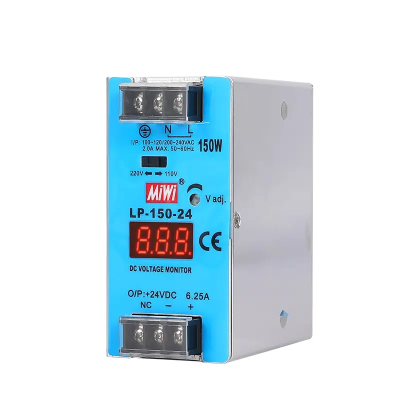 MiWi LP-150-24 Good Price 150W 24V 6.25A Din Rail mount 150w led power supply with digital display