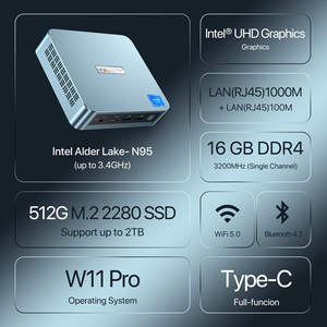 คอมพิวเตอร์ขนาดเล็กคุณภาพสูงประหยัดพลังงาน Peladn N100 แรม 8GB DDR5 256GB M.2 SSD แลนคู่ ระบบปฏิบัติการ Windows 11 สำหรับเดสก์ท็อป - Product Image 3