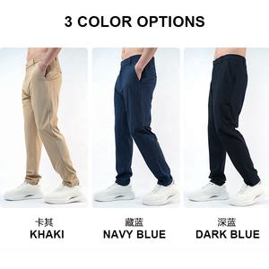 Pantalon en coton 100% de haute qualité pour homme, coupe droite décontractée, tricot doux brossé, taille mi-haute, taille élastique, anti-boulochage, avec passepoil - Product Image 2