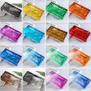 Gradient Crystal Glass Brick Ice Crystal Textured Building Glass Bricks Blocks Multicolored Tinted Hot Melt Glass Bricks Blocks