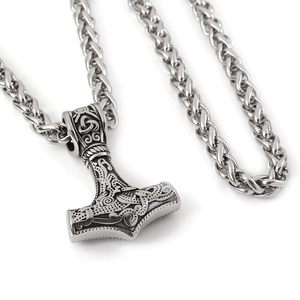 Joyería Norse Heritage al por Mayor, Collar <span class=keywords><strong>de</strong></span> Cadena <span class=keywords><strong>de</strong></span> Rey para Hombre <span class=keywords><strong>de</strong></span> Acero Inoxidable, Colgante <span class=keywords><strong>de</strong></span> Martillo <span class=keywords><strong>de</strong></span> <span class=keywords><strong>Thor</strong></span>, Collar Vikingo - Product Image 1