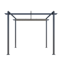Auvent rétractable moderne en aluminium avec voile d'ombrage en tissu ondulé rétractable, auvent solaire à fixation sur câble pour terrasse extérieure