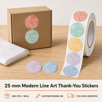 Autocollants pour sacs cadeaux personnalisables en forme de cercle, colorés, adhésifs, résistants, écologiques, avec inscription « Merci »
