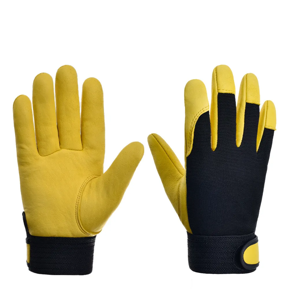 Wholesale custom all purpose silicone palm anti slip hard wearing synthetic leather mechanic work gloves