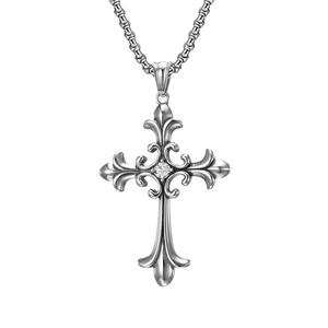Cadena con Colgante de Cruz de Acero Inoxidable Estilo Gótico Vintage para Hombre OAHLAN, 24 Pulgadas, Joyería de Moda para Regalos de Aniversario y Fiestas - Product Image 1