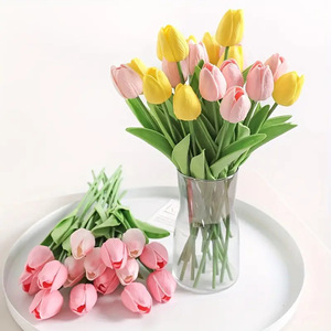 Fleur de tulipe artificielle en PU de haute qualité, faite à la main, pour la vente en gros, idéale pour les accessoires de photographie de Thanksgiving, la décoration de la maison et les mariages. - Product Image 2