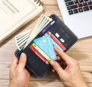 Wholesale High Quality Business New RFID Men's Wallet Genuine Cowleather Retro Vertical <b>Card</b> Slots Trifold Wallet with <b>SIM</b> <b>Card</b> - Product Image 1