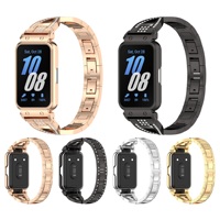 Bracelet de montre intégré en acier inoxydable incrusté de strass, étui de protection brillant pour Samsung Galaxy Fit 3 SM-R390