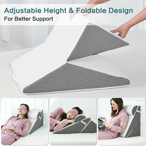 Coussin triangulaire moderne réglable avec soutien en mousse à mémoire de forme demi-lune <span class=keywords><strong>pour</strong></span> le reflux acide, l'ERG, le ronflement et la relaxation – Solide - Product Image 2