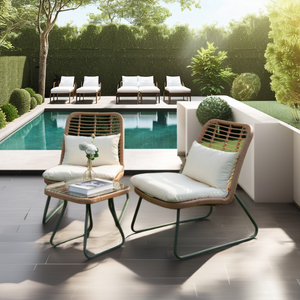 H024 Factory <span class=keywords><strong>Outlet</strong></span> Luxury Modern Leisure Garden Set Fuerte tejido a mano Silla de comedor al aire libre y mesa <span class=keywords><strong>Muebles</strong></span> de ratán - Product Image 2