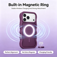 Hoogwaardige, aanpasbare, nieuwe luxe magnetische telefoonhoes van donker kersenhout voor iPhone 18 17 Pro Max, met skin-feel en draadloos opladen.