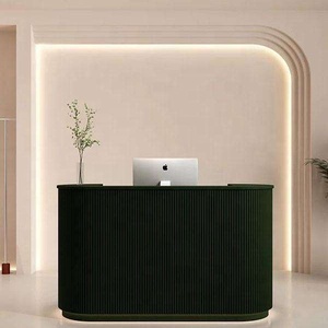 Modern <b>Solid</b> <b>Wood</b> Eco-friendly Reception <b>Desk</b> with Curved Design Adjustable Height LED Lighting for Commercial/Office Use - Product Image 5