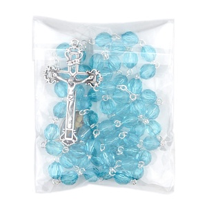 Collier <span class=keywords><strong>de</strong></span> perles acryliques, chapelet avec croix, <span class=keywords><strong>famille</strong></span> religieuse, pastoral, 8mm - Product Image 6