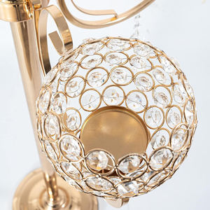 プロミス金メッキ錬鉄クリスタルキャンドルホルダー結婚式 & 誕生日パーティーセンターピースロマンチックなテーブルの装飾 - Product Image 4