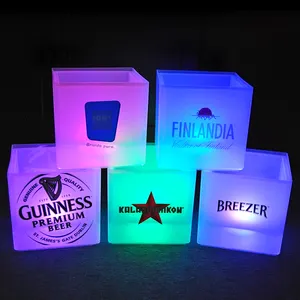 Cubo de hielo de doble capa, Cubo de plástico de hojalata, barato, pequeño, LED, para Carga de Hielo, refrigeración de cerveza