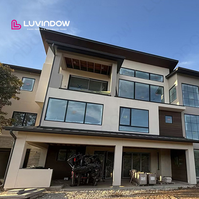 Energy Efficient Slim Profile Aluminum Casement Windows Modern Design Double Tempered Glass for Villas