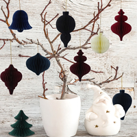 Personnalisé 3D Noël Papier Nid D'abeille Boules Fête Pompons Arbre De Noël Fête De Noël Maison Vacances Décor papier lanterne ornements