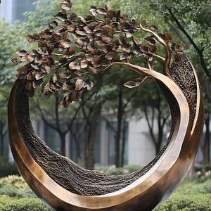 Скульптура из нержавеющей стали завод настраиваемый абстрактный дизайн украшения сада фонтан Ландшафтная Скульптура - Product Image 2