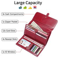 Dompet Kartu Kulit Sapi Asli Wanita Mewah, Dompet Uang Koin RFID untuk Wanita, Dompet Panjang Kulit Wanita, Tas Clutch Wanita