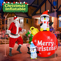 Pingouin de Noël gonflable de 6,5 pieds avec boule lumineuse LED Joyeux Noël, ornement pour la cour, la pelouse, la maison, la décoration extérieure des fêtes