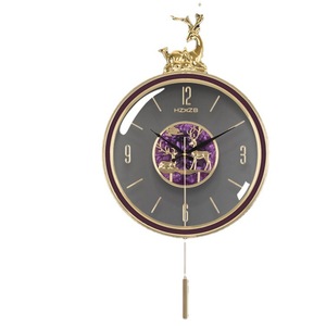 Hzkzb Wall Clock <b>Round</b> Analog Pendulum Living Room Decoration <b>Battery</b> Powered - Product Image 5