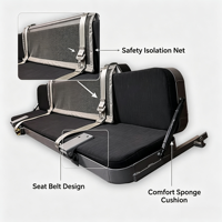Lit de couchage pliable OEM personnalisé pour camion avec ceinture de sécurité, tige hydraulique, lit de cabine de camion, coussin en tissu résistant à l'usure