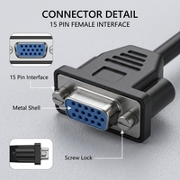 Câble d'extension VGA femelle-femelle 15 broches D-Sub, faisceau de câblage 30cm 50cm, assemblage de câble VGA femelle OEM avec verrouillage Crew Lock pour moniteur