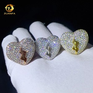 Wholesale Heart Style <strong>Men</strong> <strong>Rings</strong> Fine Jewelry 925 Sterling Silver VVS Moissanite Diamond Iced Out Hip Hop <strong>Ring</strong> - Product Image 5