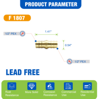 Raccord à sertir KING SMART 1/2" PEX B, écologique, sans plomb, en laiton, pour plomberie, certifié NSF UPC (Livraison gratuite aux États-Unis et au Canada)