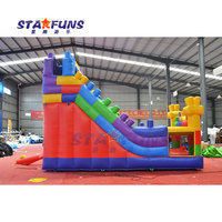Château gonflable commercial avec toboggan et blocs de construction, avec souffleur, pour enfants et adultes, à vendre