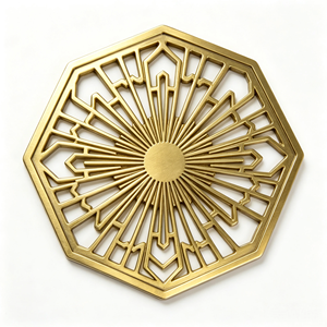 Plaque décorative en laiton creux gravée sur mesure par CNC, ornement en filigrane de laiton perforé pour brûleur d'encens et décoration de meubles - Product Image 1