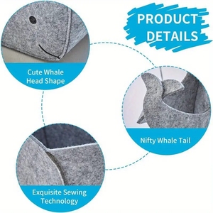 Bán Buôn Hotselling Cá Voi Hình Thân Thiện Với Môi Cảm Thấy Lưu Trữ Giỏ Dễ Thương Phim Hoạt Hình Đồ Chơi Tổ Chức Quần Áo Snack Phim Hoạt Hình Lưu Trữ Bin - Product Image 3