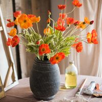 Arrangement floral de coquelicots artificiels en soie, centre de table décoratif pour salle à manger et salon, style INS, ambiance haut de gamme pour mariage