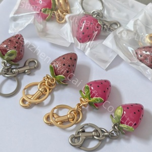High Quality Luxury Creative Fruit Series Cute Car Strawberry <b>Bag</b> Pendant Female Key Ring Ring Strawberry Keychain - Product Image 2